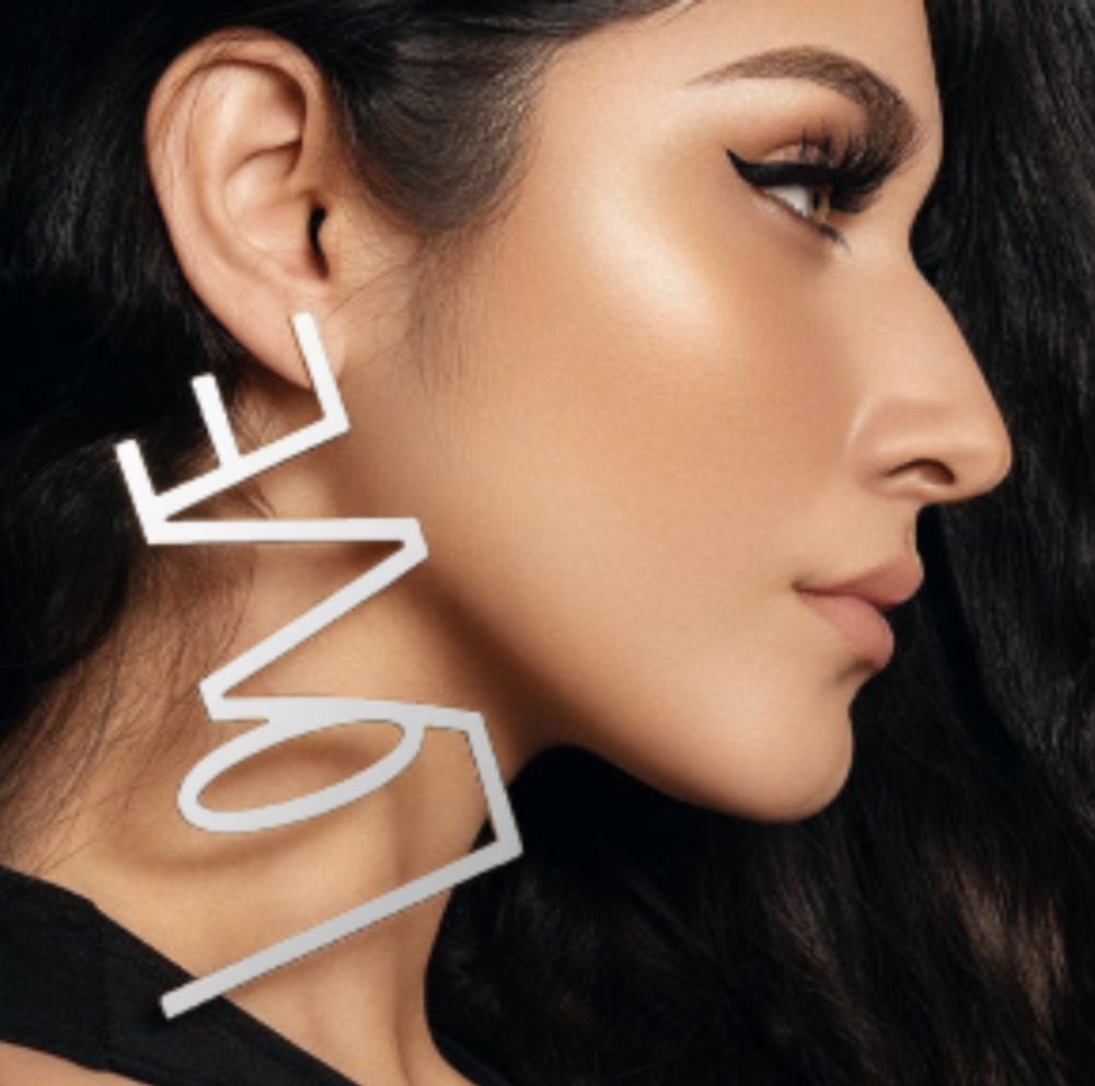 Women's Oversized 'LOVE' Statement Earrings Silver